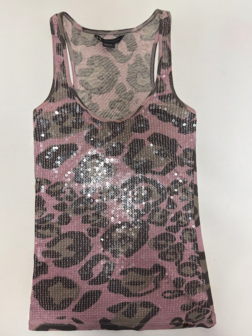 Armani Exchange AX  Pink Leopard Sequin Tank Top Siza S